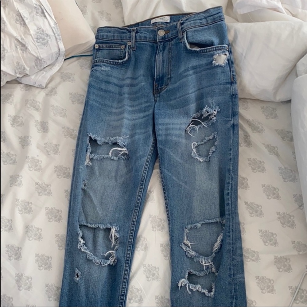 ZARA Premium Denim Ripped Boyfriend Jeans